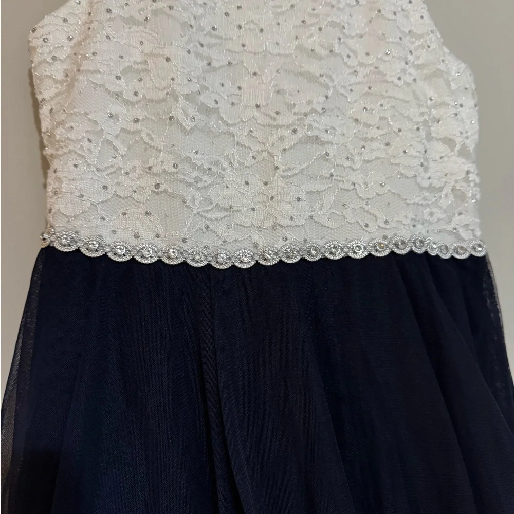 Speechless White and Navy Formal Kids Dress